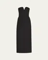 Khaite Yael Peeping Bustier Strapless Column Gown In Black