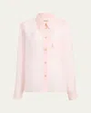 Khaite Yatty Button Down Semi-sheer Blouse In Soft Pink