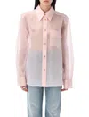 Khaite Yatty Silk-organza Shirt In Soft Pink