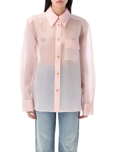 Khaite Yatty Silk-organza Shirt In Pink Light
