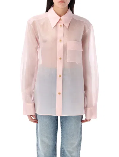 Khaite Yatty Silk-organza Shirt In Pink Light