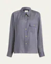 Khaite Yatty Stripe Button Down Blouse In Navy  White