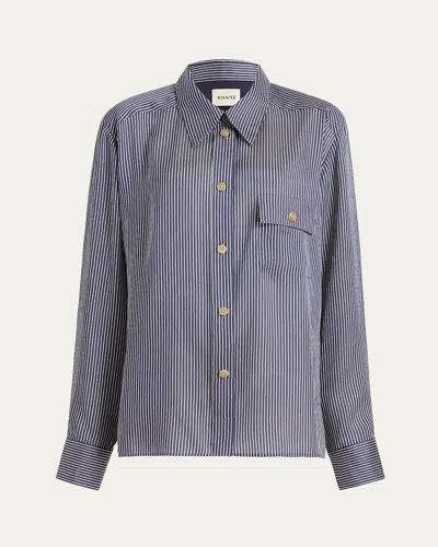 KHAITE YATTY STRIPE BUTTON DOWN BLOUSE