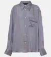 Khaite Yatty Stripe Button Down Blouse In Blue