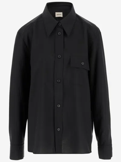 Khaite Yatty Wool Top Shirt In Black