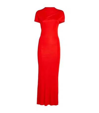 Khaite Yenza Maxi Dress In Fire Red