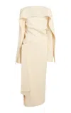 Khaite Yon Crepe Satin Midi Dress In Neutral
