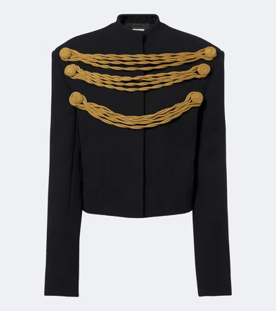 Khaite York Cord-detailed Crepe Jacket In Blue