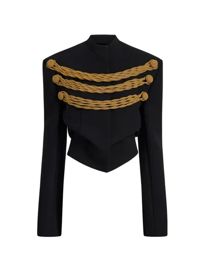 Khaite York Jacket With Cord Embroidery In Black