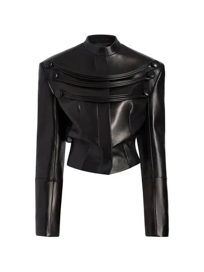 Khaite York Jacket With Cord Embroidery In Transparent