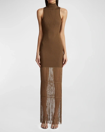 Khaite Zare Fringe Maxi Dress In Toffee