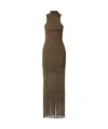 Khaite Zare Fringed Ribbed-knit Maxi Dress In Brown