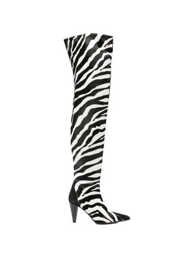 Khaite Zebra-print Boots In White