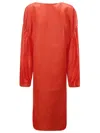 Khaite Zelma Balloon-sleeve Silk Midi Dress In Fire Red