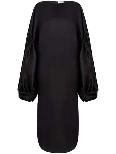 Khaite Zelma Oversized Silk Maxi Dress In Black