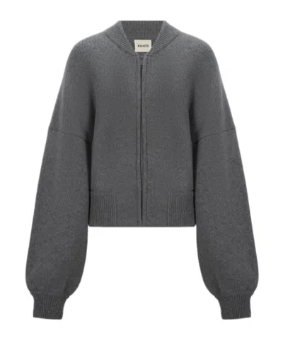 Khaite Zip-up Cashmere Blend Cardigan In Black
