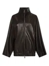 Khaite High-collar Zip-front Jacket In Black