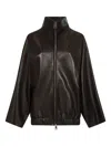 Khaite High-collar Zip-front Jacket In Brown