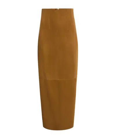 KHAITE SUEDE MAXI SKIRT