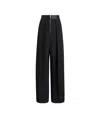 Khaite Marine Pleated Wide-leg Pants With Zipper Front In Black