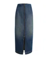 Khaite Ruly Zip-front Midi Denim Skirt In Blue