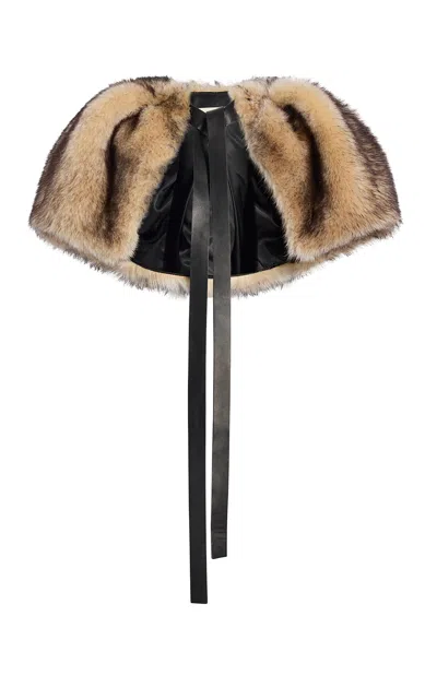 Khaite Zizi Shearling Cape In Brown
