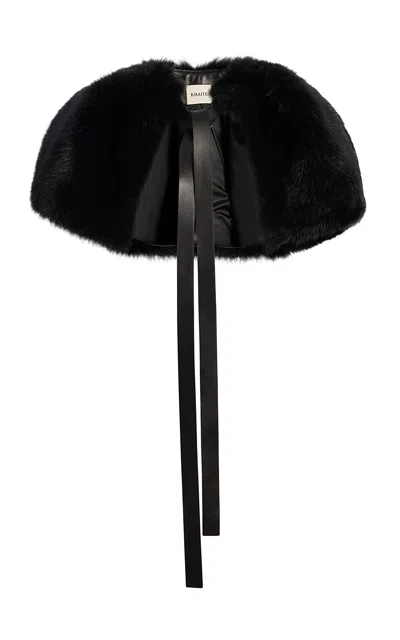 Khaite Zizi Shearling Cape In Black