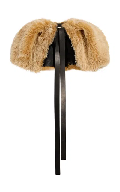 Khaite Zizi Shearling Cape In Brown