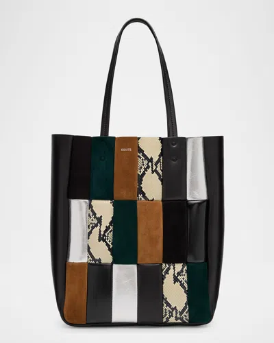 Khaite Zoe Multicolor Patchwork Leather Tote Bag In Black Multi