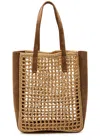 Khaite Zoe Small Suede And Crocheted Raffia Tote