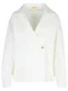Khaite Ashton Double-breasted Cotton Top In White