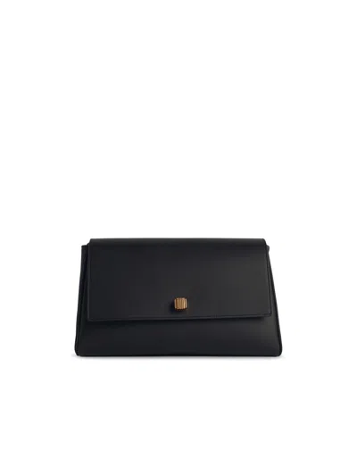 Khaite 'cate' Black Lear Crossbody Bag