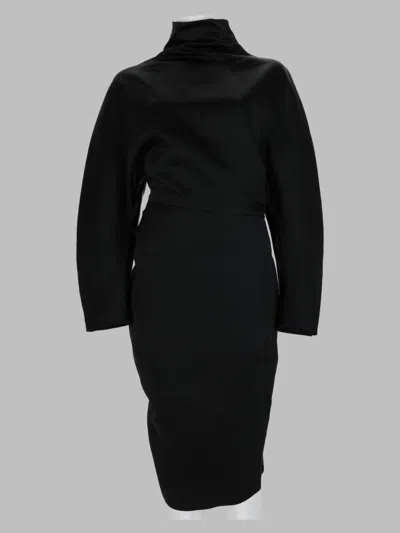 Khaite -style Satin-textured Mini Dress In Acetate-ramie Blend In Black