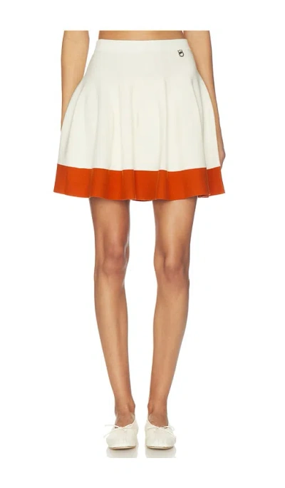 Khalhon Varsity Flare Knit Skirt In White