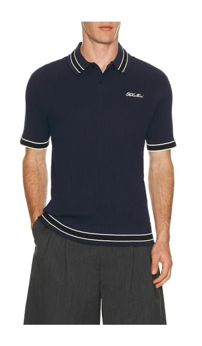 Khalhon Varsity Tipped Rib Polo In Blue