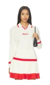 Khalhon V-tipped Varsity Knit Pullover In White