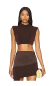 Khanums Backless Cropped Tee In Brown