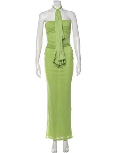 Pre-owned Khanums Halterneck Long Dress In Green
