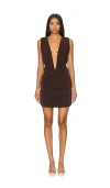 Khanums Slinky Mini Dress In Brown