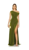 Khanums Slinky Off The Shoulder Maxi Dress In 카키