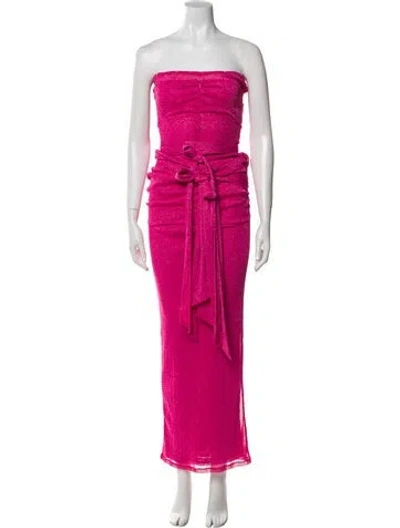 Pre-owned Khanums Strapless Long Dress In Pink