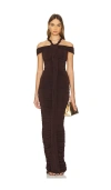 Khanums Textured Slinky Maxi Dress In 브라운