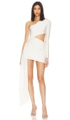 Khanums X Revolve One Shoulder Sash Mini Dress In Ivory