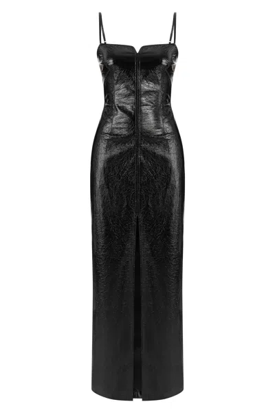 Khéla The Label Women's Blackhole Crushed Vegan Leather Black Dress
