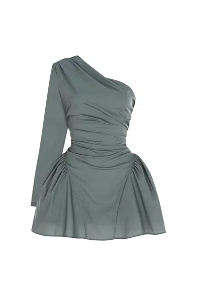 Khéla The Label Women's Green / Grey Here She Is Mini Dress With Godets In Green/grey