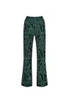 Khéla The Label Women's Green Urban Jungle Pants With Flower Lazer Print On Denim In Green