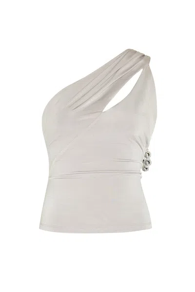 Khéla The Label Women's Grey Exit Strategy Beaded One Shoulder Top In Gray
