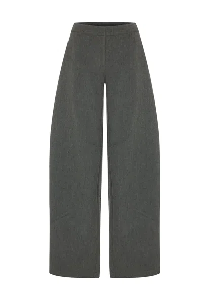 Khéla The Label Women's Grey Miss Independent Barrel Leg Pants In Gray