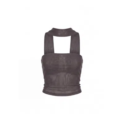 Khéla The Label Women's Grey Say Less Mesh Top In Gray