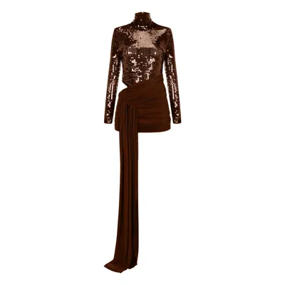 Khéla The Label Women's High Voltage Brown Mini Sequin Dress